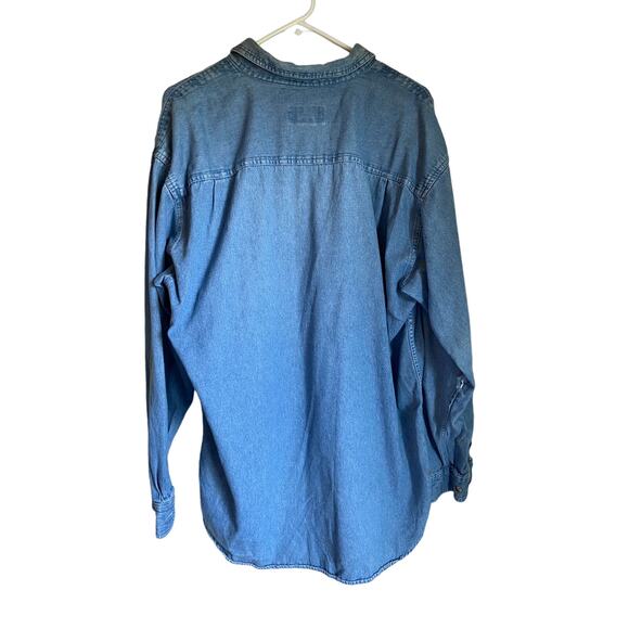 Vintage 90s Denim Button Down With Ad Icon Embroidered - Picture 2 of 7